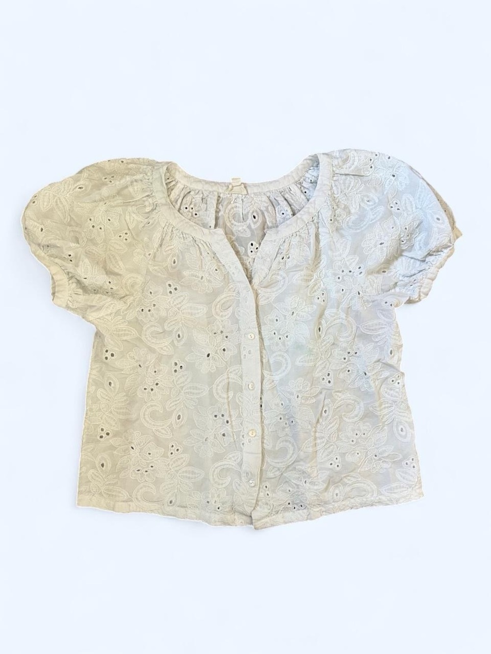 Nicole Miller Cream Eyelet Button-Front Blouse
